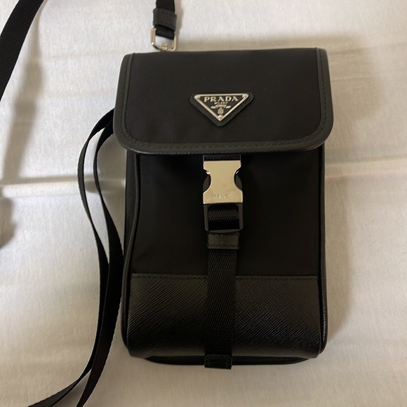 Prada Bags Prada Nylon And Saffiano Leather Mobile Phone Bag With